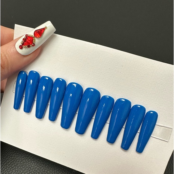 Blue set handmade press on - Picture 3 of 9